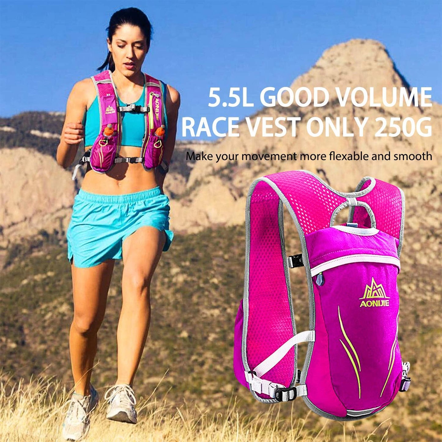 Hydration Pack Backpack,5.5L Running Hydration Vest Marathon Running Vest for Women and Men Lightweight Trail Running Backpack
