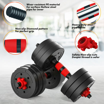 15/20/30/40 Kg Dumbbell Barbell Weight Set Pair Hand Weights Gym Fitness Workout