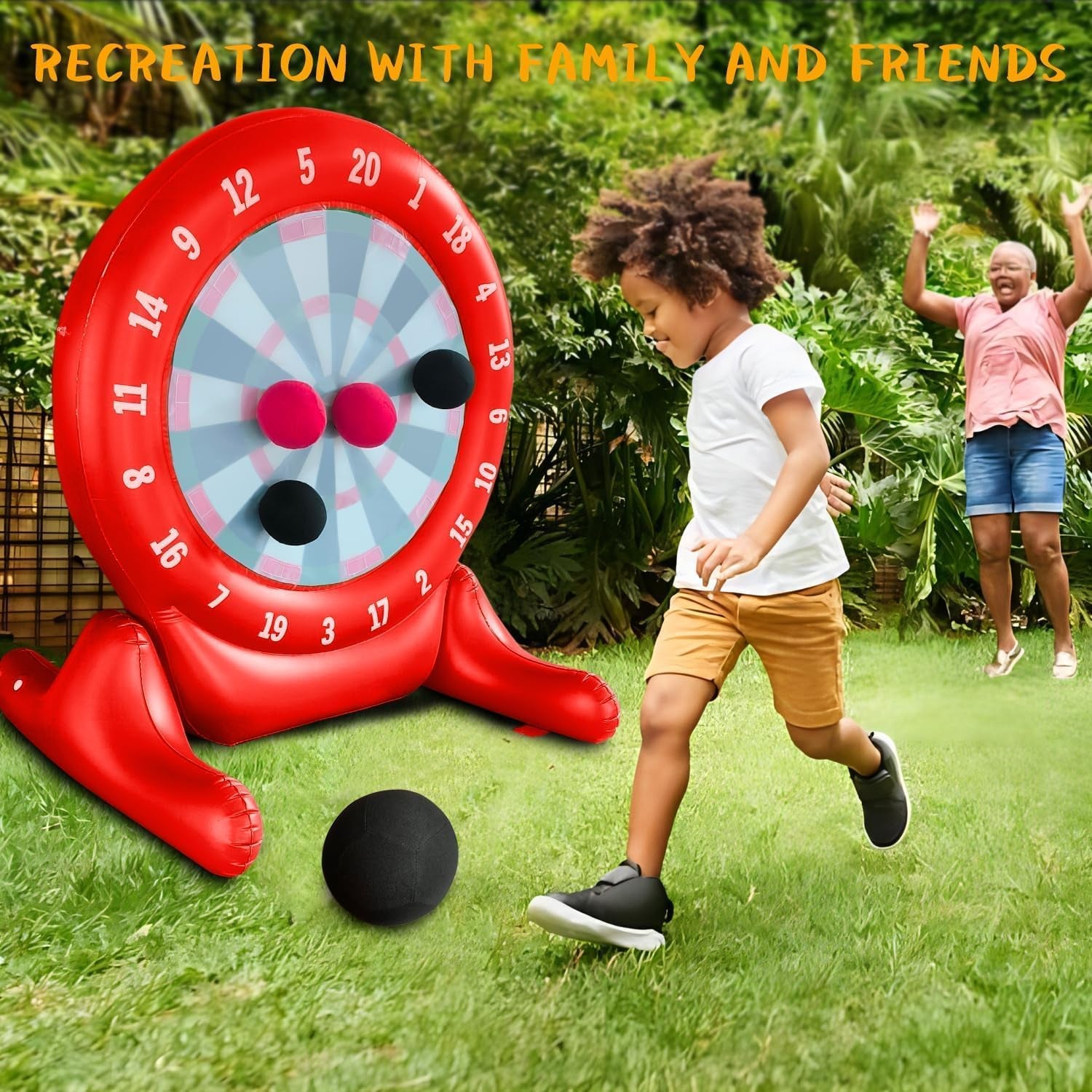 6Ft Tall Giant Kick Darts Games Inflatable Giant Kick Darts Games,Jumbo Outdoor Soccer Green Target Dartboard with Soccer Balls and Air Pump for Sports