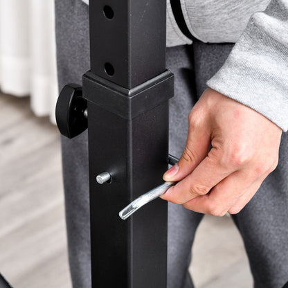 Weight Bench, 6 in 1 Adjustable Bench Press W/ Leg Extension, Barbell Rack