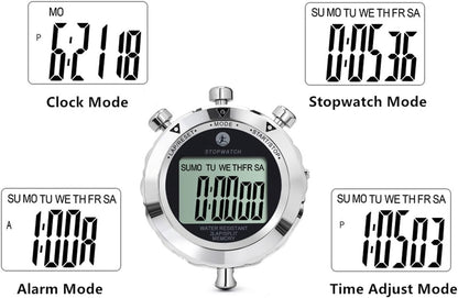 Stoppuhr, Metall-Stoppuhr Für Sport, Wasserdichte Stoppuhren, Timer Für Sport Und Wettkämpfe (2 Runden-Metall)