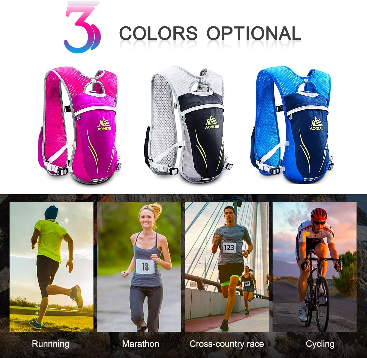 Hydration Pack Backpack,5.5L Running Hydration Vest Marathon Running Vest for Women and Men Lightweight Trail Running Backpack