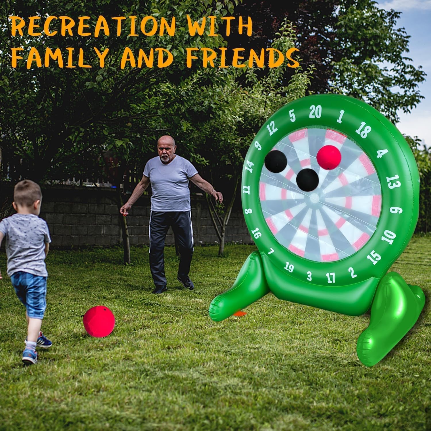 6Ft Tall Giant Kick Darts Games Inflatable Giant Kick Darts Games,Jumbo Outdoor Soccer Green Target Dartboard with Soccer Balls and Air Pump for Sports