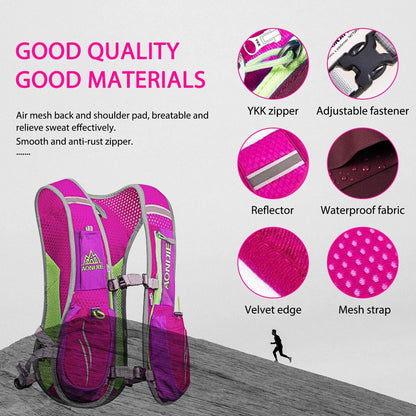 Hydration Pack Backpack,5.5L Running Hydration Vest Marathon Running Vest for Women and Men Lightweight Trail Running Backpack
