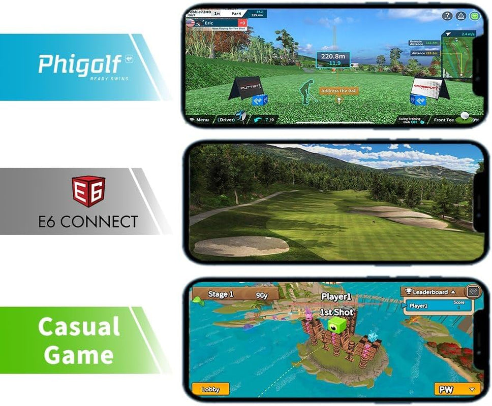 Transform Your Golf Game with the 2 Home Golf Game Simulator - Interactive Fun with Motion Sensor & Swing Stick for Any Space - Explore 38,000+ Courses on Android, iOS & E6 Connect!