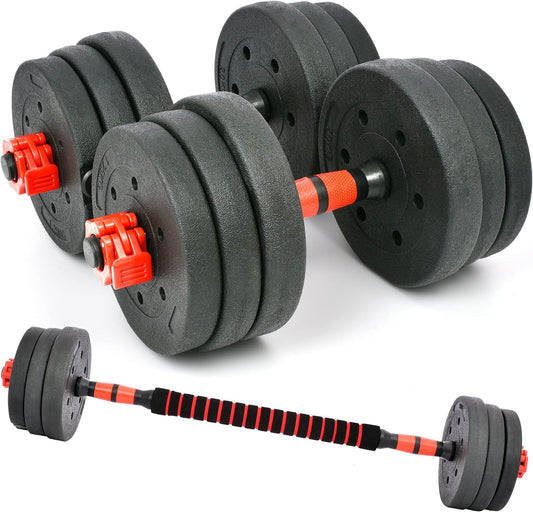 Adjustable Dumbbells Set - 33Lbs, 44Lbs, 66Lbs Weights with Barbell Connecting Rod - Weight Set for Home Gym