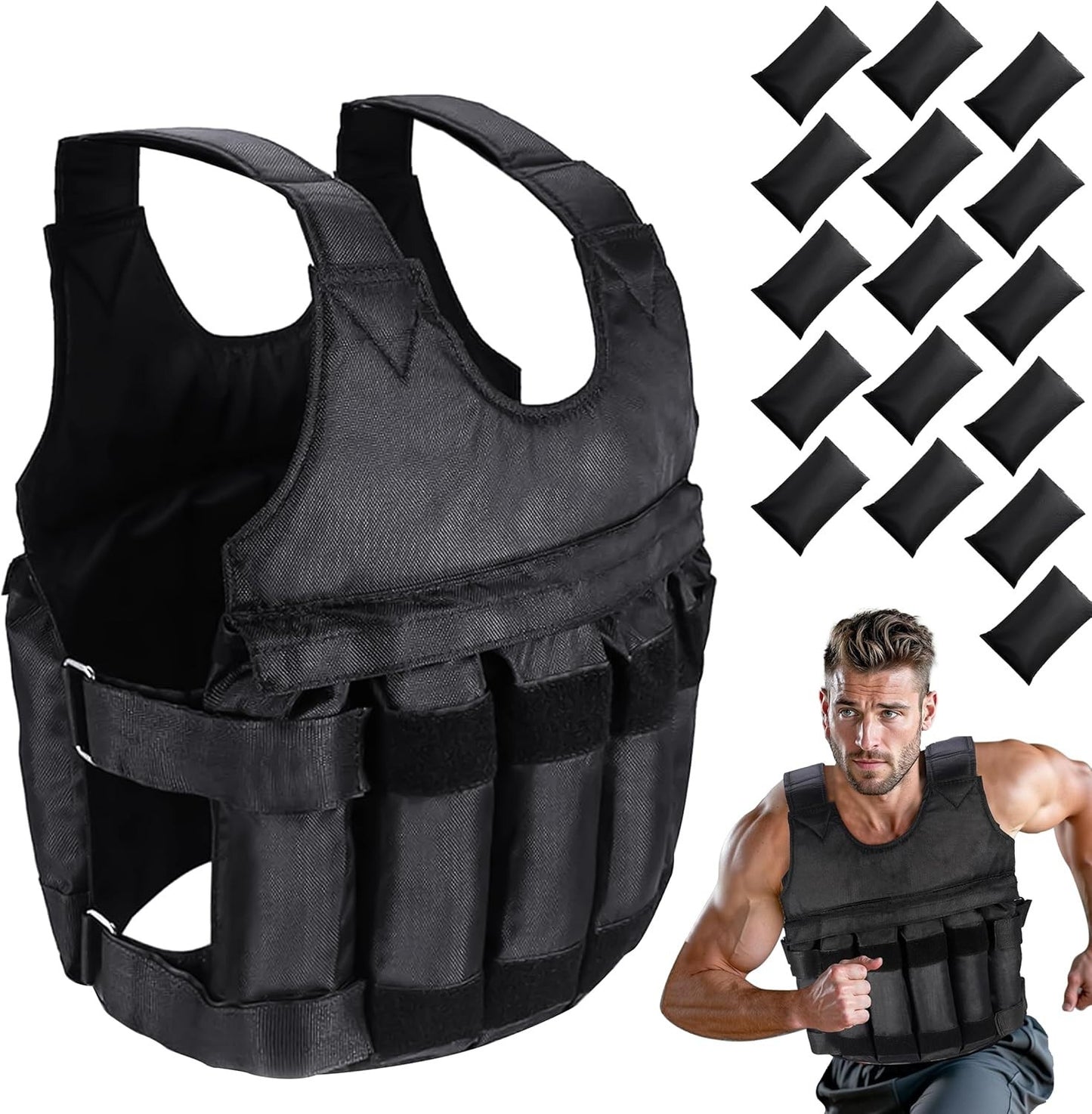 5-20 Kg Weighted Vest Gym Running Fitness Sports Training Weight Loss Jacket UK