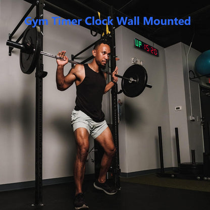 Gym Timer - Large Digital Gym Clock Wall with Interval Time Progress Bar, Countdown/Up Stopwatch, Remote Control for Home Gym Garage Boxing Crossfit