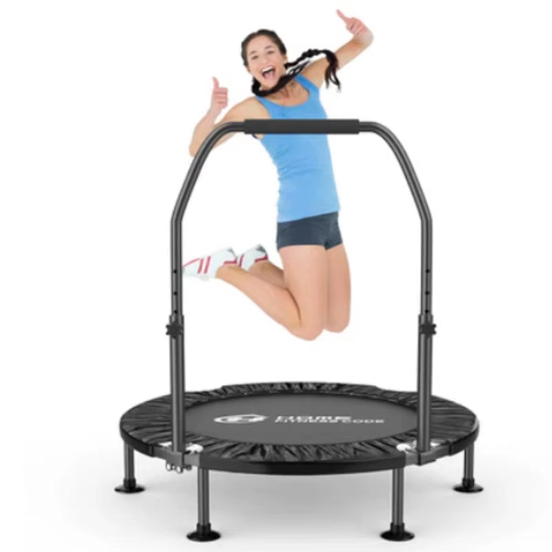 Folding Trampolines Fitness Indoor Exercise Workout Rebounder Sport Trampoline Handle Trampoline for Adults Jumping Training