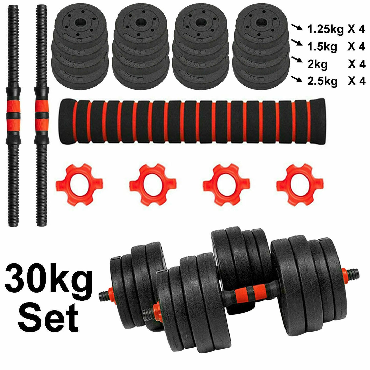 15/20/30/40 Kg Dumbbell Barbell Weight Set Pair Hand Weights Gym Fitness Workout