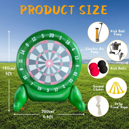 6Ft Tall Giant Kick Darts Games Inflatable Giant Kick Darts Games,Jumbo Outdoor Soccer Green Target Dartboard with Soccer Balls and Air Pump for Sports