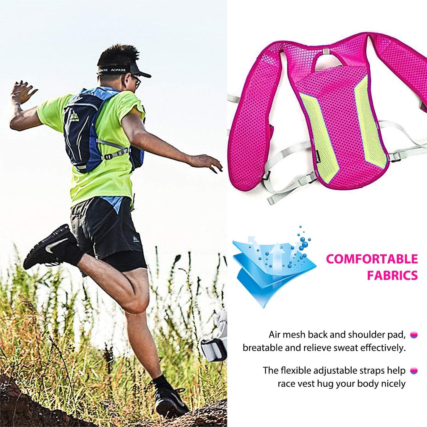 Hydration Pack Backpack,5.5L Running Hydration Vest Marathon Running Vest for Women and Men Lightweight Trail Running Backpack