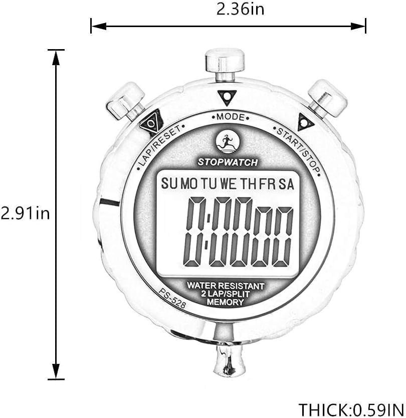 Stoppuhr, Metall-Stoppuhr Für Sport, Wasserdichte Stoppuhren, Timer Für Sport Und Wettkämpfe (2 Runden-Metall)