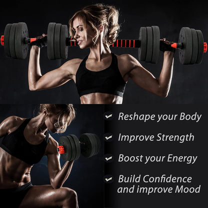 Adjustable Dumbbells Set - 33Lbs, 44Lbs, 66Lbs Weights with Barbell Connecting Rod - Weight Set for Home Gym