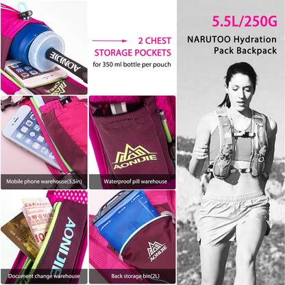 Hydration Pack Backpack,5.5L Running Hydration Vest Marathon Running Vest for Women and Men Lightweight Trail Running Backpack