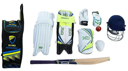 ND CLUB Cricket Kit 11Pc Set Bat Ball Pad Leg Guard Glove Boys Youths Junior UK