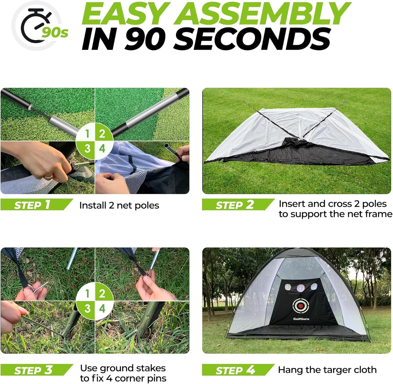 Golf Net, 10X7Ft All in 1 Golf Practice Net with XL Tri-Turf Golf Mat, Impact Target, 10 Golf Balls, 7 Golf Tees, 2 Rubber Golf Tees, Carry Bag, Golf Net for Backyard Driving Chipping Indoor